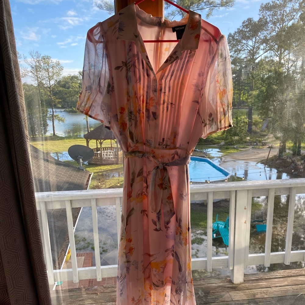*DKNY* EUC Floral Dress Button-up size 12 MIDI 👗